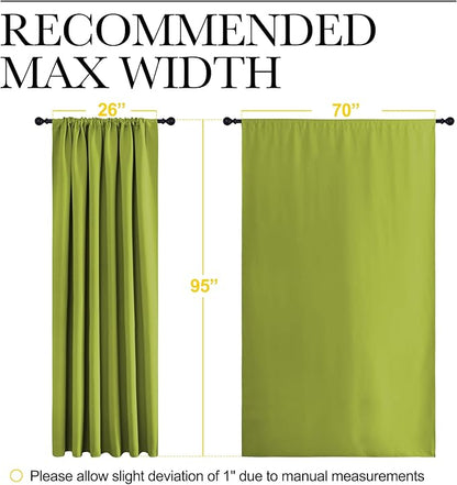 NICETOWN 2 Panels Blackout Curtains, Rod Pocket Thermal Insulated Drapess for Bedroom, Privacy Protection Easy-Care Heavy Duty Curtains for Living Room/Dining Room, W70 x L95 inches, Fresh Green