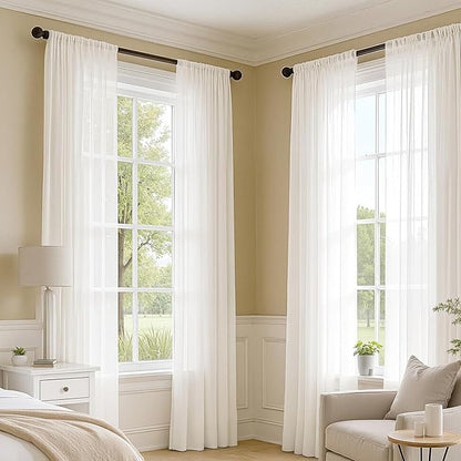 MIULEE Ivory Sheer Curtains 108 Inches Long, 4 Panels Set, Light Filtering Rod Pocket Voile Drapes for Living Room and Bedroom, Airy Soft Fabric Window Treatments, 42 x 108 Inches