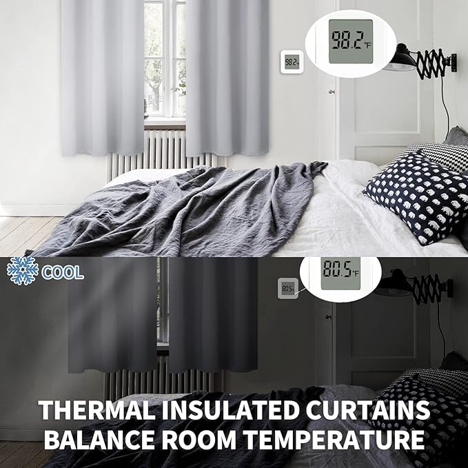 BGment Room Darkening Curtains for Bedroom - Grommet Thermal Insulated Window Treatments Light Blocking Curtains for Living Room, Set of 2 Panels, Each 46 x 54 Inch, Light Grey