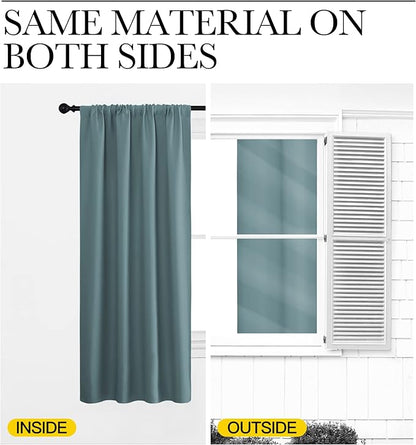 NICETOWN Greyish Blue Blackout Curtains Panels for Window, Thermal Insulated Rod Pocket Blackout Drapes/Draperies for Living Room (2 Panels, W34 x L84 inches)
