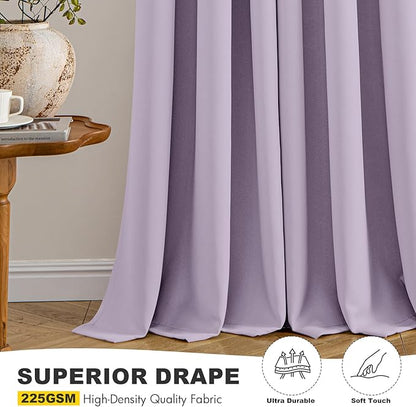 MIULEE Lilac Blackout Curtains for Bedroom Living Room 63 Inches Long 2 Panels, Thermal Insulated Room Darkening Drapes Solid Grommet Noise Reduction Light Blocking Window Treatments 40x63 Inch