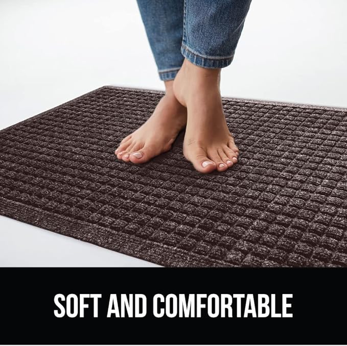 GORILLA GRIP® Ultra Absorbent Front Door Mat Outside Entrance, Traps Dirt and Moisture, HydroABSORB Indoor Outdoor Doormat Holds Up to 1.7 Cups Water, Stain and Fade Resistant Welcome Mat 29x17 Coffee