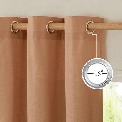 NICETOWN Burnt Orange Linen Doorway Curtains 80 inches Long, Grommet Thick Linen Weave Semi Sheer Window Treatments Privacy Assured with Light Filtering for Bedroom/Side Door, W34 x L80