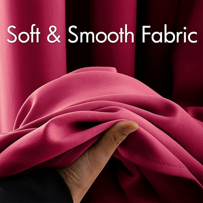 MIULEE Blackout Room Darkening Curtains Thermal Insulated Drapes Solid Window Treatment Set Grommet Top Light Blocking Curtain for Living Room/Bedroom 2 Panels 42 x 63 inch Hot Pink