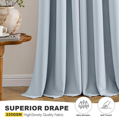 MIULEE Light Blue Blackout Curtains for Bedroom Living Room 54 Inches Long 2 Panels, Thermal Insulated Room Darkening Drapes Solid Grommet Noise Reduction Light Blocking Window Treatments 40x54 Inch