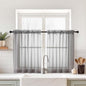 Grey Small Sheer Curtains Tier 24 Inches Length 2 Pieces, Light Filtering Cafe Curtains for Living Room Bathroom, Window Treatments Dual Rod Pocket Panels, Charcoal Grey, 2X42Wx24L Inches