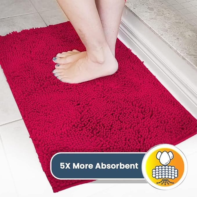 Muddy Mat® | Super Absorbent Door Mat Indoor, Microfiber Quick Dry Chenille Entryway Rug, Non-Slip Front Door Mat, Indoor Mats for Entryway, Machine Washable Pet Rug, Maroon 36" x 120"