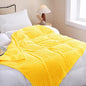 Bright Yellow Fleece Throw Blanket 108”×90” for Couch Sofa Bed,Super Soft Cozy Plush Microfiber Flannel Blanket with Stripes Design Lightweight for Adults,Woman,Girls
