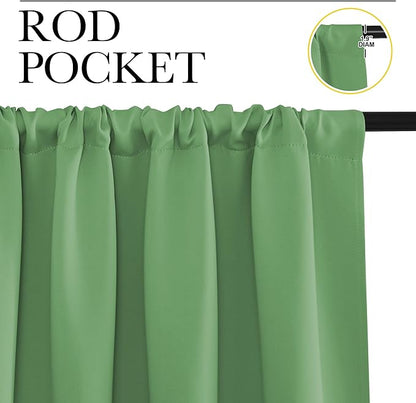 NICETOWN Kitchen Curtains, Froest Green, 34" x 40", Set of 2, Short Blackout Curtains & Drapes, Thermal Insulated Rod Pocket Window Treatment Draperies for Nursery