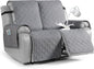 VANSOFY Waterproof Recliner Couch Covers, Sofa Covers 1-Piece Washable Reclining Sofa Cover Non-Slip Furniture Protector with Elastic Straps Pocket for Dogs, Pets(Light Gray,Oversized 2 Seater)