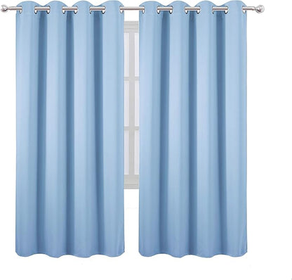 LEMOMO Sky Blue Thermal Blackout Curtains/52 x 72 Inch/Set of 2 Panels Room Darkening Curtains