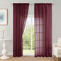 OWENIE Sheer Curtains 2 Panels Set for Bedroom Living Room, Soft Solid Rod Pocket Light Filtering Window Treatment, 2Pcs Each 59" W x 90" L, Burgundy Wine