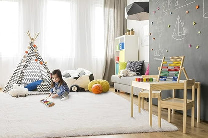 TWINNIS Super Soft Shaggy Rugs Fluffy Carpets 9x11 Feet, Indoor Modern Plush Area Rugs for Living Room Bedroom Kids Room Nursery Home Decor, Upgrade Anti-Skid Fuzzy Rug, Cream White