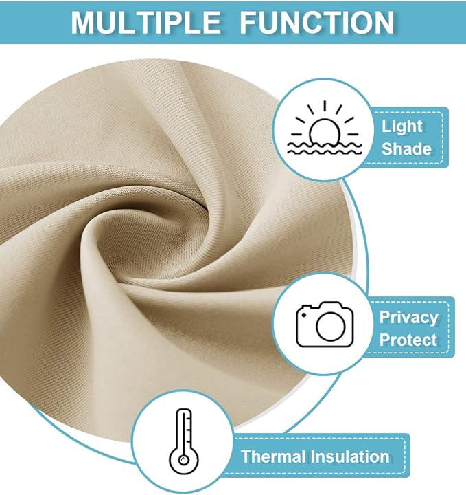 RYB HOME Cafe Curtains 30 inch Length, Short Light UV Heat Blocking Energy Saving Privacy Curtain Tiers for Basement Bathroom Kitchen Window, Width 29 by Length 30, Biscotti Beige, 2 Panels