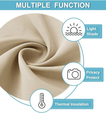 RYB HOME Cafe Curtains 30 inch Length, Short Light UV Heat Blocking Energy Saving Privacy Curtain Tiers for Basement Bathroom Kitchen Window, Width 29 by Length 30, Biscotti Beige, 2 Panels