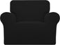 Easy-Going Stretch Chair Sofa Slipcover 1-Piece Couch Sofa Cover Furniture Protector Soft with Elastic Bottom for Kids, Pet. Spandex Jacquard Fabric Small Checks (Chair, Black)