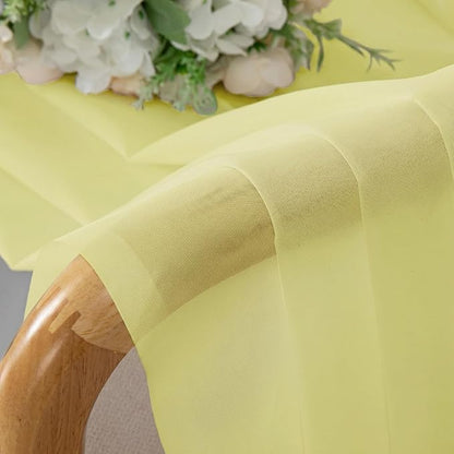 OWENIE Short Sheer Curtains for Bedroom Living Room 54 Inch Length 2 Panels Set, Soft Solid Light Filtering Sheer Curtain for Small Window, 2 Pcs Total 84 Width 54 Long, Light Yellow