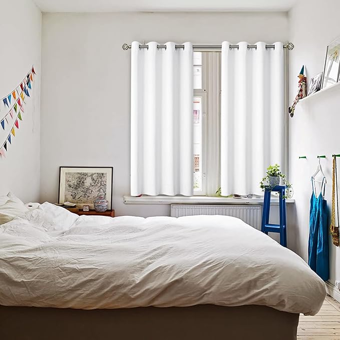 BGment Room Darkening Curtains 54 Inches Long - Grommet Thermal Insulated Drapes Window Treatment Curtains for Bedroom, 2 Panels, 52 x 54 Inch, Pure White