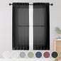 OWENIE Black Sheer Curtains, Sheer Curtains 63 inch Length 2 Panels Set, Rod Pocket Voile Fimly Sheer Drapes for Living Room/Bedroom, 2pcs, Each 42" W x 63" L, Black