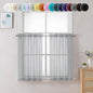 Chyhomenyc Sheer Light Grey Tier Curtains 24 Inch Length, Small Window Curtains Treatment for Bathroom Living Room Basement, Short Rod Pocket Cafe Curtain, 42W x 24L Inches, 2 Panels