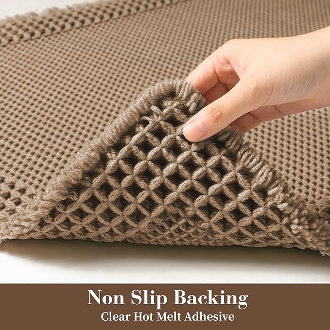RESARE Waffle Bathroom Runner Rugs, Super Absorbent Bath Mat Non Slip Washable Quick Dry, Upgraded Ultra Soft Boho Bath Rugs with Tassels for Hallway Bedroom Laundry Room, 2'x4'(24"x48"), Brown