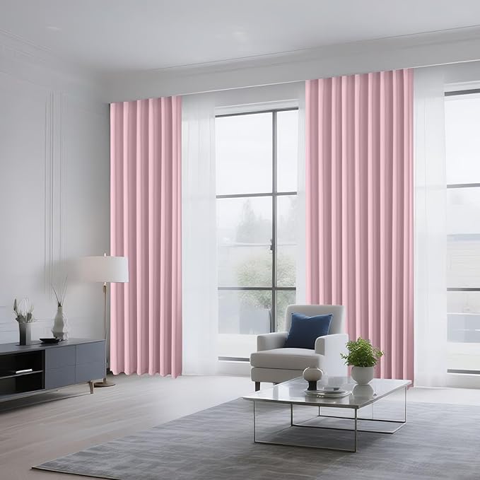 CUCRAF Light Pink Blackout Curtains 72 inch Length 2 Panels Set, Rod Pocket Room Darkening Drapes for Bedroom Living Room, Insulated Thermal Light Blocking Window Curtain (W52 x L72 Inch)