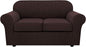 H.VERSAILTEX 3 Piece Stretch Sofa Covers for 2 Cushion Loveseat Couch Covers for Living Room Sofa Slipcovers (Base Cover Plus 2 Seat Cushion Covers) Thicker Jacquard Fabric(Medium Sofa, Chocolate)