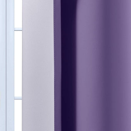 Yakamok Greyish White and Lavender Purple Ombre Curtains,Light Blocking Curtains,Room Darkening Grommet Window Drapes for Bedroom(Lavender Purple,52x84 Inch,2 Panels)