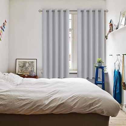 BGment Room Darkening Curtains 63 Inches Long - Grommet Thermal Insulated Drapes Window Treatment Curtains for Bedroom, 2 Panels, 70 x 63 Inch, Light Grey