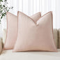 MIULEE Decorative Linen Euro Sham Pillow Covers 26x26 Light Pink Boho Farmhouse Neutral Valentine Spring Couch Throw Pillows for Bed Pack of 2 Accent Modern Pillowcase Sofa Livingroom Home Decor