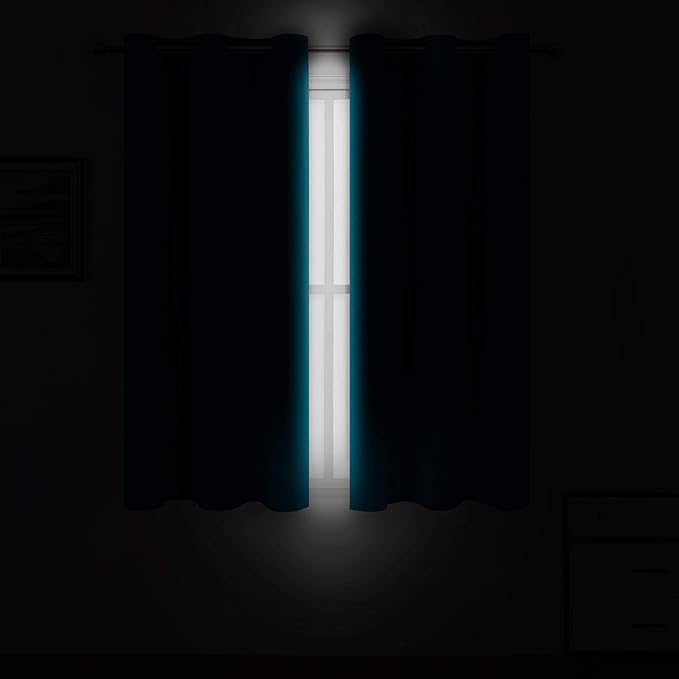 LEMOMO Teal Blackout Curtains 34 x 54 Inch Length/Set of 2 Curtain Panels/Thermal Insulated Room Darkening Blackout Curtains for Bedroom