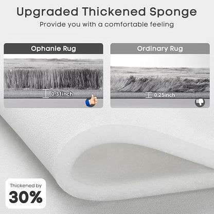 Ophanie Tie-Dyed Grey&White 8x10 Area Rugs for Living Room, Large Shag Bedroom Carpet, Big Indoor Thick Soft Nursery Rug, Fluffy Carpets for Boy and Girls Room Dorm Home Decor Aesthetic