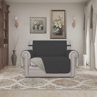 Easy-Going Oversized Chair Sofa Slipcover Reversible Sofa Cover Water Resistant Couch Cover Furniture Protector Cover with Elastic Straps for Pets Dog (Oversized Chair, Dark Gray/Beige)