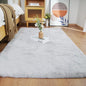 Ghouse Ultra Soft Faux Rabbit Fur Rug 3x5, Machine Washable Area Rugs for Bedroom Fluffy Rugs for Living Room, No-Shedding Carpet Sheepskin Rug Grey