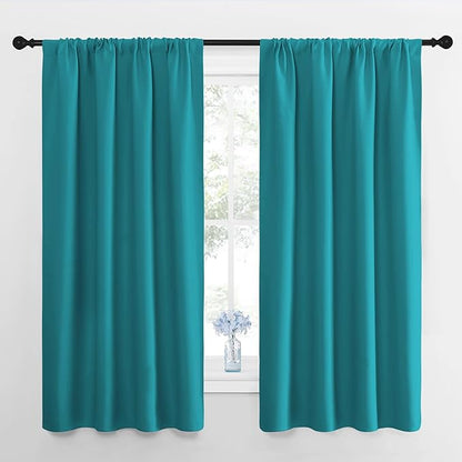 NICETOWN RV Blackout Curtains for Camper Windows, Peacock Blue, 29" Wide by 50" Long, 2 PCs, Short Blackout Curtains & Drapes, Thermal Insulated Blackout Curtain Panels for Kids Room, Play Room