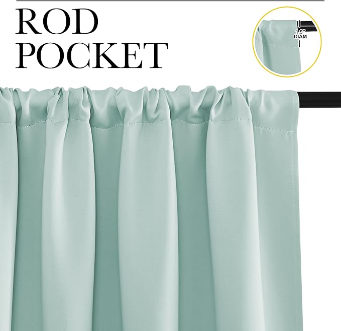 NICETOWN Blackout Curtains for Living Curtains, Aqua Blue, 2 Panels, 42 by 72, Room Darkening Window Curtain Panels, Easy-Care Solid Thermal Insulated Draperies/Drapes for Daughter Room