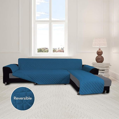 Easy-Going Sofa Slipcover L Shape Sofa Cover Sectional Couch Cover Furniture Protector Mat for Pets Dog Cat (X-Large,Peacock Blue/Peacock Blue)