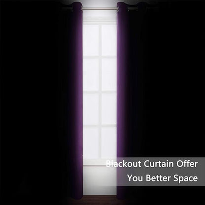 LEMOMO Purple Blackout Curtains 34 x 84 Inch Length/Set of 2 Curtain Panels/Thermal Insulated Room Darkening Blackout Curtains for Bedroom