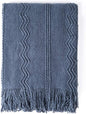 BOURINA Navy Throw Blanket 60x80 Inches Throw Textured Solid Soft Sofa Throw Couch Knitted Decorative Blanket