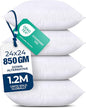 Utopia Bedding Throw Pillows (Set of 4, White) – 24 x 24 Inches Down Alternative Pillows for Bed, Sofa, and Couch - Fluffy Decorative Stuffer Pillow for Indoors & Outdoors