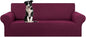 KEKUOU Stretch Oversized Sofa Slipcover 1 Piece Couch Sofa Cover (94"-110") Furniture Protector 4 Seater Sofa with Elastic Bottom for Kids,Pet.Jacquard Checked Pattern Fabric(X Large,Wine)