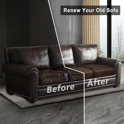 Leather Look Couch Cushion Covers Sofa Seat Slipcovers Sets Couches Furniture Protector for Sectional Armchair Loveseat Pets Kids Stretch Spandex Fabric (3 Cushion XL Sofa, Brown)