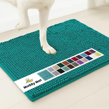 Muddy Mat® | Super Absorbent Door Mat Indoor, Microfiber Quick Dry Chenille Entryway Rug, Non-Slip Front Door Mat, Indoor Mats for Entryway, Machine Washable Pet Rug, Teal 16"x24"