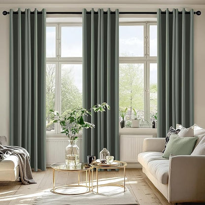 MIULEE Dark Mallard Blackout Curtains for Bedroom Living Room 72 Inches Long 2 Panels, Thermal Insulated Room Darkening Drapes Solid Grommet Noise Reduction Light Blocking Window Treatments 40x72 Inch