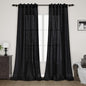 Black Linen Textured 96 Inch Curtains 2 Panel Set Back Tab Rod Pocket Sheer Light Filtering Boho Room Decor Aesthetic Curtains Burlap Look Curtain Drapes for Living Room Bedroom 8Ft 40x96 Inches