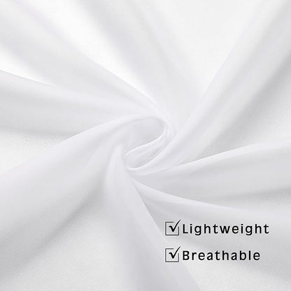 OVZME White Sheer Window Valance Curtains, Light Filtering Kitchen Valances Windows Treatment, Small Voile Sheer Curtains for Living Room/Bathroom/Basement, Top Dual Rod Pocket, 2PCS