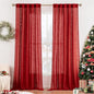 MIULEE Red Linen Curtains 90 Inch Long for Bedroom Living Room, Soft Thick Linen Textured Window Drapes Semi Sheer Light Filtering Rod Pocket Back Tab Christmas Burlap Look, 2 Panels