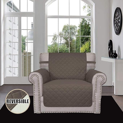Easy-Going Chair Sofa Slipcover Reversible Sofa Cover Water Resistant Couch Cover Furniture Protector Cover with Elastic Straps for Pets Kids Children Dog Cat (Chair, Taupe/Ivory)