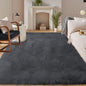 Latepis Living Room Rugs 8x10 Area Rugs for Living Room Dark Grey Faux Sheepskin Fur Rug for Bedroom Washable Fluffy Rug for Office Entertainment Home Décor
