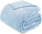 Exclusivo Mezcla Fleece Twin Size Blanket for Bed, 60x80 Inches Soft Cozy Jacquard Flannel Blankets, Lightweight Fuzzy Plush Warm for Women, Light Blue